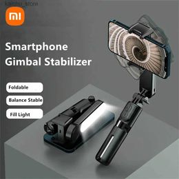 Selfie Monopods Versatile Handheld Gimbal Stabiliser Selfie Stick Mini Portable Retractable Tripod with Fill Light and Wireless Bluetooth Y240418