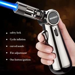 Torch Without Gas Windproof BBQ Kitchen Cooking Jet Turbo Cigar Lighter High Capacity Spray Gun Jewellery Metal Welding Gifts for Men