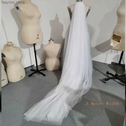 مجوهرات شعر الزفاف اثنان طبقة زفاف حجاب 2.5 متر طول حجاب الزفاف تول الطول