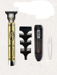 New Close-cutting Digital Rechargeable Electric Hair Clipper Gold Barbershop Cordless 0mm T-blade Baldheaded Outliner Men3532549