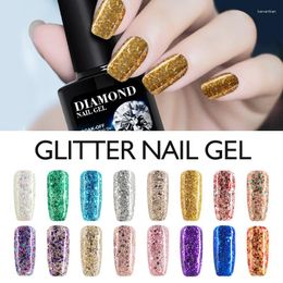 Nail Gel Wholesale-Modelones 10ML 3D Diamond Glitter Varnish Long Lasting Polish UV LED Soak-off Glod Color Lacquers