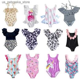 One-Pieces Baby swimsuit toddler swimsuit bikini swimsuit floral swimsuit summer beach suit backless childrens swimsuit all-in-one swimsuit Q240418