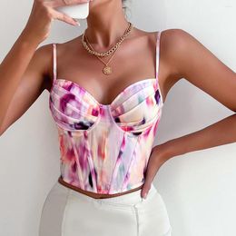 Women's Tanks Sexy Tie Dye Tank Tops Sleeveless Top Crop Corset Summer Fashion Y2k Zipper Caimsole Backless Lingerie Solid Clothes