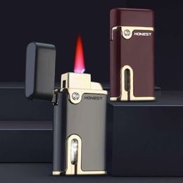 HONEST Windproof Lighter with Lighting BBQ Cigar Lighter Convenient Turbo Metal Without Gas Lighter Kitchen High End Men's Gift