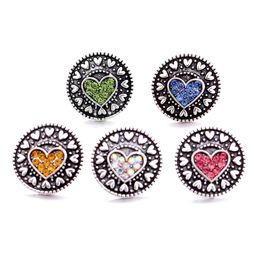 Charms Retro Black Heart Love Rhinestone Snap Button Women Jewelry Findings 18Mm Metal Snaps Buttons Diy Bracelet Jewellery Wholesale Dh8Je