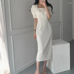 Casual Dresses 2024 Summer Dress Women Solid Colour Elegant Vestidos Business Party Bodycon Work Office Lady Female 15446