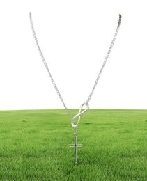 WholeN606 Personality Infinity Lariat Pendant Necklaces Silver Plated European Collares Necklace Forever Faith Necklace1644143
