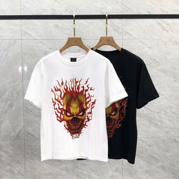 Europe UK 24ss Men Flame Joker Print Cotton Tee Women Casual T Shirts Summer Short Sleeve Skateboard Tshirt 0418