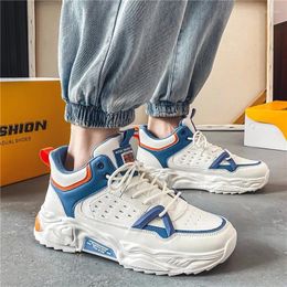 Casual Shoes 2024 Winter For Men PU Men's Vulcanize Chunky Male Sneakers Mixed Colours Lace Up Platform Outdoor