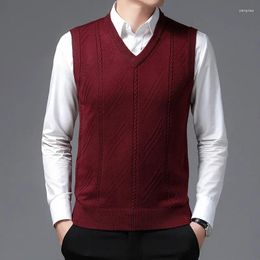 Men's Vests 2024 Spring Vest Fashion Wool Jacquard Business Casual Bottom Knitted Sweater Plus Size 4XL