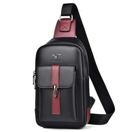 Brand Mens Leather Chest Bag Shoulder Multifunction Cross body Waterproof Travel Messenger Pack Handbag For Male Female 240407