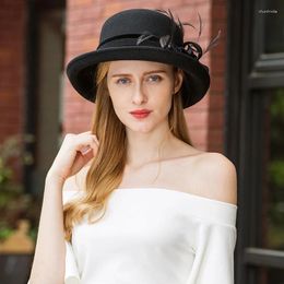 Berets Lady Fedoras Wool Hat Girls Woollen Dome Cap Female Fashion Joker Elegant Party Woman Caps A01