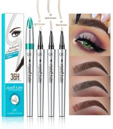 Makeup Liquid Eyebrow Pen 36H Eyebrow Pencil enhancer 3 Colours 4 Head eyebrow Pencil Long Lasting Waterproof DHL 5026666