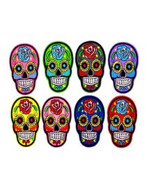 8PCS Multicolor Skull Patches for Clothing Bags Iron on Transfer Applique Patch for Jacket Jeans DIY Sew on Embroidered Stickers108590877