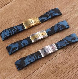 2021 Watch Accessories Waterproof Camo Rubber Silicone Strap 20mm Wristband Mens Band1238j2805235