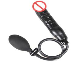 Soft Silicone Inflatable Black Dildo Anal Plug Masturbation Penis Butt Plug Sex Toy for Women CPBP029407642