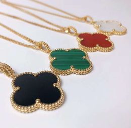 Collana a trifoglio furgone di alta qualità per donne in acciaio inossidabile oro rosa in ghiottino grande fritillaria bianca fritillaria nera collana a pendente regalo