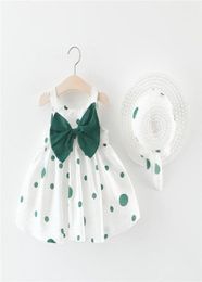 Girl039s Dresses Cute Baby Girl Dress 2Piece Summer Set Born Clothes Bow Princess Sleeveless Cotton Infant Birthday Sun Hat 02296597