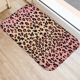 Carpets Leopard Pattern Anti-Slip Doormat Kitchen Bath Entrance Door Mat Suede Velvet Carpet Colorful Indoor Floor Mats Rug Home Decor