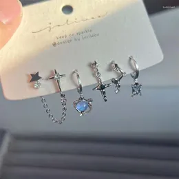 Dangle Earrings 6Pcs/Set Fashion Blue Crystal Star Drop Set For Women Exquisite Zircon Chain Earring Y2K Jewelry Gift Brincos