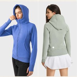 2024 LU-058 Womens Brand Exercise Fiess Wear Yoga Outfit Hoodies Sportswear Outer Jackets Outdoor Apparel Casual Adult Running Long Sleeve Hooded