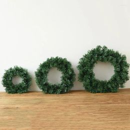 Decorative Flowers 25/35/45cm Christmas Garland Green Diy Wreath Base For Front Door Xmas Tree Hanging Pendant Ornament Navidad Year Wall