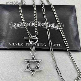 Ch Croix Necklace Six Pointed Star Pendant Fashion Men Hip Hop Personality Lovers Clavicle Chain Women