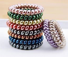 New Women Scrunchy Girl Hair Coil Rubber Hair Bands Ties Rope Ring Ponytail Holders Telephone Wire Cord Gum Hair Tie Bracelet 807 7975099