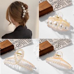 Hair Clips 2024 Hyperbole Big Pearls Acrylic Claw Size Makeup Styling Barrettes For Women Accessories