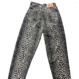 Women's Jeans Leopard Patterned Print Wide Leg For Women Men Retro Streetwear Denim Trousers With Hop Pockets Zipper