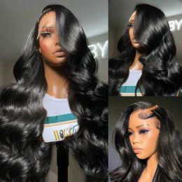 Wigs Body Wave 13x4 HD Transparent Lace Frontal Human Hair Wigs with Baby Hair 40 Inch Black/red/blonde/blue Synthetic Lace Front Wig f