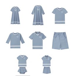 AP print sporty cotton casual spring suummer family matching clothing kids boys girls fashion school uniform shirt dress clothes 240403