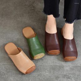 Slippers Birkuir Closed Toe Women 2024 Flats Sandals Luxury Low Heel Outdoor Genuine Leather Slides For Ladies