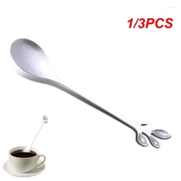 Spoons 1/3PCS Creative Stainless Steel Leaves Spoon Coffee Ice Cream Tea Stirring Kitchen Accessories Tableware Decoration