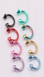 Nose pin N04 100pcslot mix 8colors 16G Cone Circulars Horseshoes Eyebrow Nose rings body piercing jewelry1617036