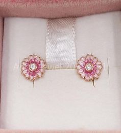 Pink Daisy Flower Stud Earrings Authentic 925 Sterling Silver Studs Fits European Style Studs Jewelry Andy Jewel 288773C016912951