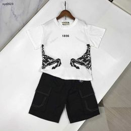 Fashion baby tracksuits child summer suit kids designer clothes Size 120-170 CM Symmetric logo printing boys T-shirts and shorts 24April