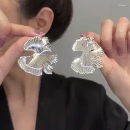 Stud Earrings 1 Pair High-End Ginkgo Leaf Shaped Exaggerated Temperament Personalized Light Luxury All-Match