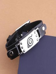 Bangle Anime Bracelet Konoha Leaf Logo Wrist Belt Buckle Style Black Pu Leather s Bracelets For Men Jewellery GiftBangleBangle9837176