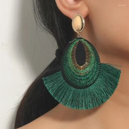 Dangle Earrings Season Middle East Europe America India Bohemian Peacock Feather Tassels Exaggerate Color Long Ear Studs