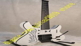 white body and neck lion headless electric guitar and rosewood fretboard with Black hardwares 6337297