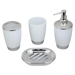 Bath Accessory Set 4Pcs Bathroom Dispenser Supplies Toothbrush Holder Cup Toilet Soap Brush Wash Convenient Storing