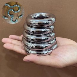 Heavy Male Magnetic Ball Stretcher Metal Penis Cock Ring Lock BDSM Delay Ejaculation Rings BDSM sexy Toy for Men Chastity Device