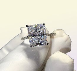 925 Sterling Silver Ring cut 5ct Diamond Moissanite Square Engagement Wedding Band rings for Women Gift1529600