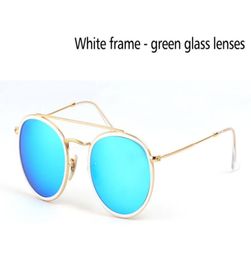 WholeHighest Quality Style Sunglasses for Men women Alloy frame Mirrored glass lens double Bridge Retro Eyewear with box and 1086140