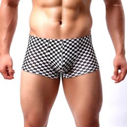 Underpants Men Boxers Shorts Bugle Pouch Underwear Calzonzillos Lattice Printed Boxershorts Cuecas Gay Panties Slip Homme Trunks Unterhosen