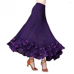 Stage Wear Waltz Ballroom Dance Competition Big Swing Skirt Performance Dress Sequin Half Length