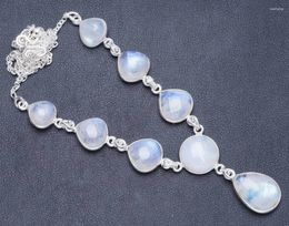 Chains Natural Rainbow Moonstone Handmade Unique 925 Sterling Silver Necklace 17.25 1" Y5457