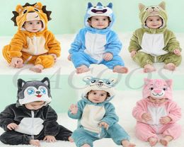 Pajamas Dome Cameras Babi Girl Clothes Winter Warm Flannel Baby Jumpsuits One Piece Hooded Animal Cartoon Cosplay Costume Kids Ove2697362