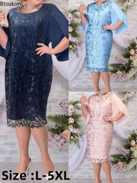 Casual Dresses 2024 Women's Plus Size Club Party Dress Elegant Floral Embroidery Prom For Wedding Guest Slim Bodycon Pencil Female